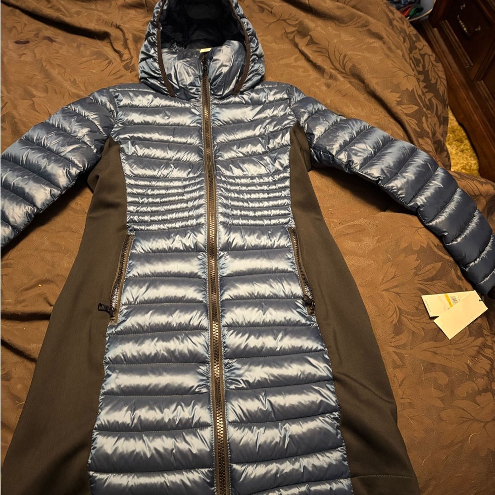 Calvin Klein Blue Puffer Jacket with Hood